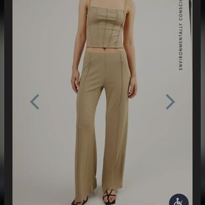 OAK Refined  Flared Pants With Stitch Details. Color: Silver Sage. Size xsmall.